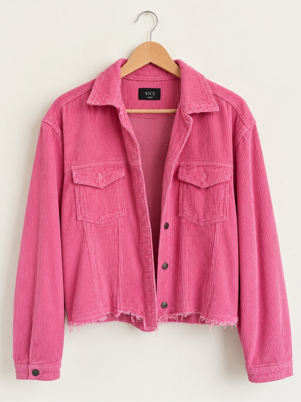 VICI Hot Pink Corduroy Cropped Jacket - Large